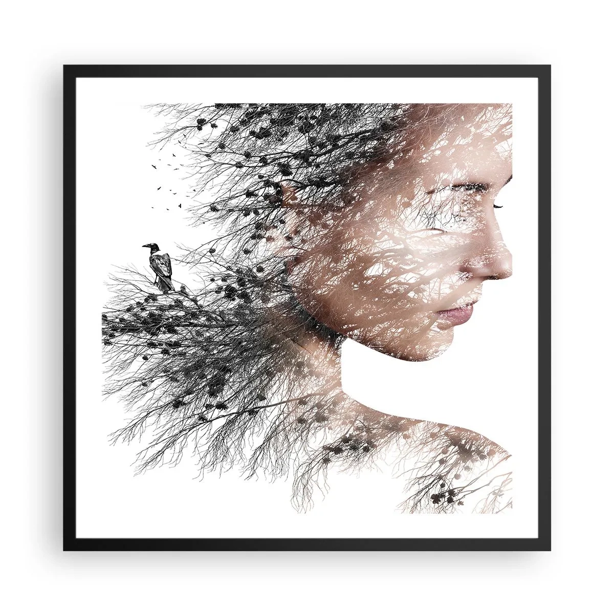 Affisch i svart ram - Skogens ande - 60x60 cm