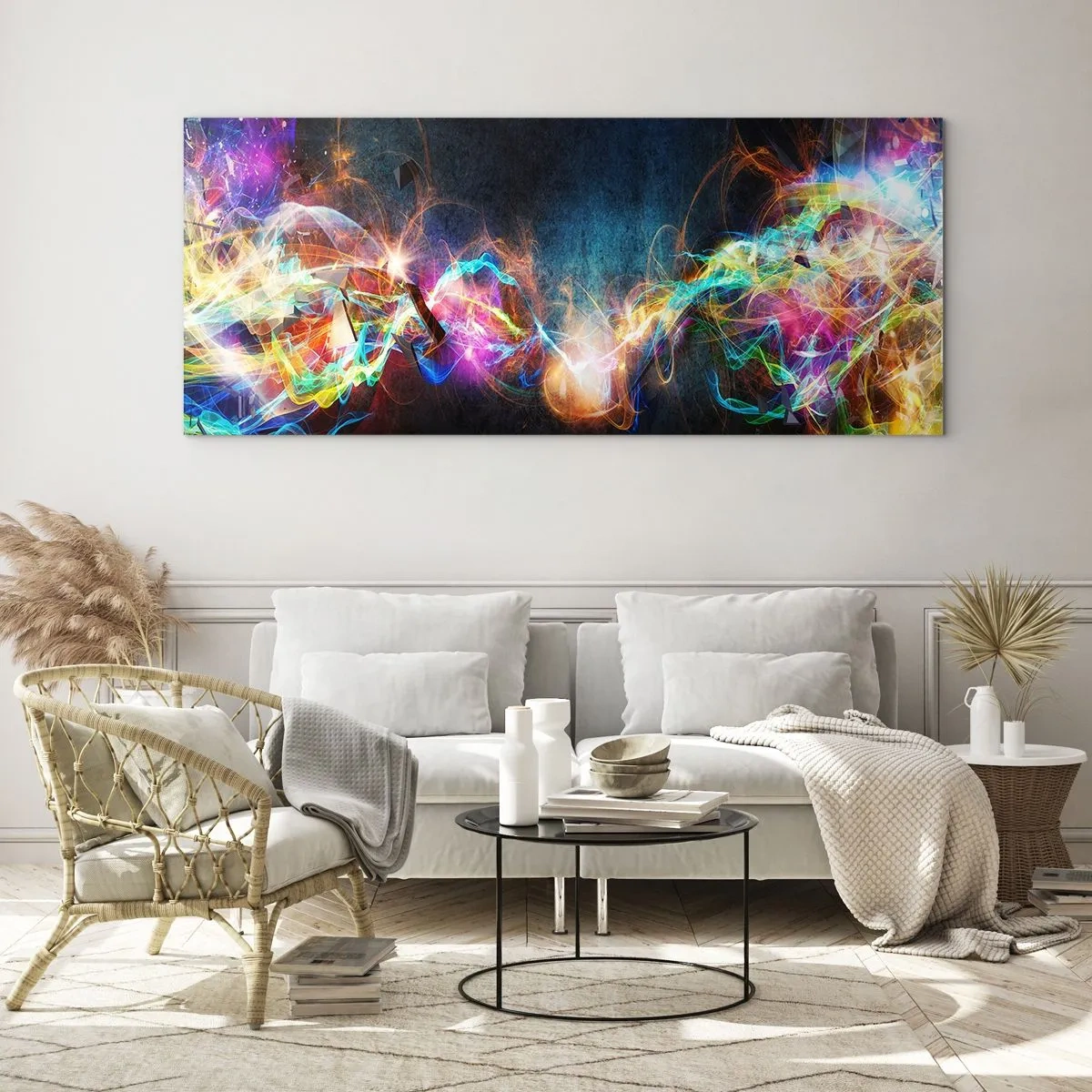 Glastavla - Bild på glas - Glatt mot mörkret - 160x50 cm