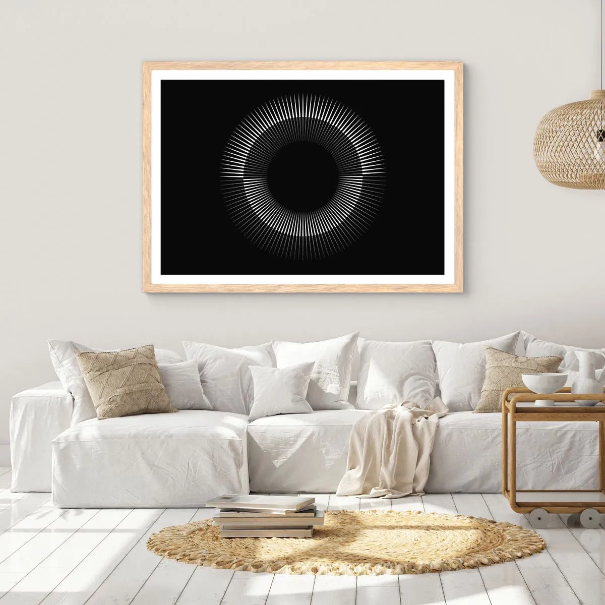 Affisch i ram av ljusek - Svart sol - 70x50 cm