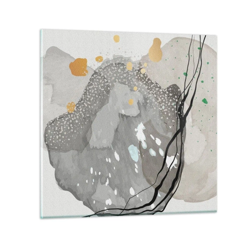 Glastavla - Bild på glas - Organisk komposition - 50x50 cm