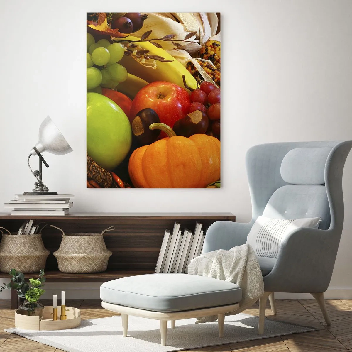 Glastavla - Bild på glas - Överflödets korg - 50x70 cm