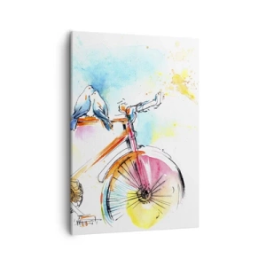 Canvastavla - Bild på duk - Två på cykel - 50x70 cm