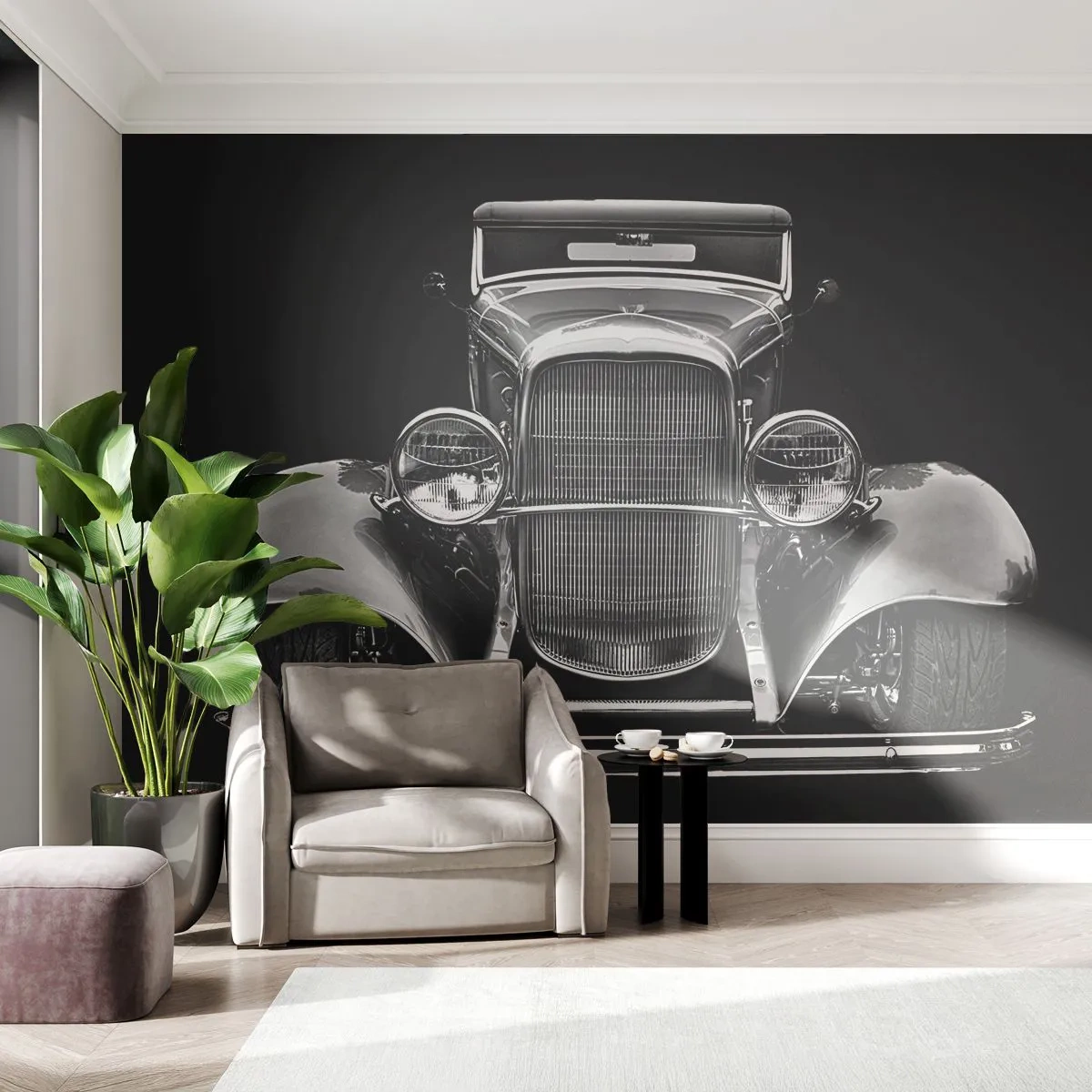 Fototapet Premium Sand - En sann gentleman - Retro, Bil, Klassisk - 200x140 cm