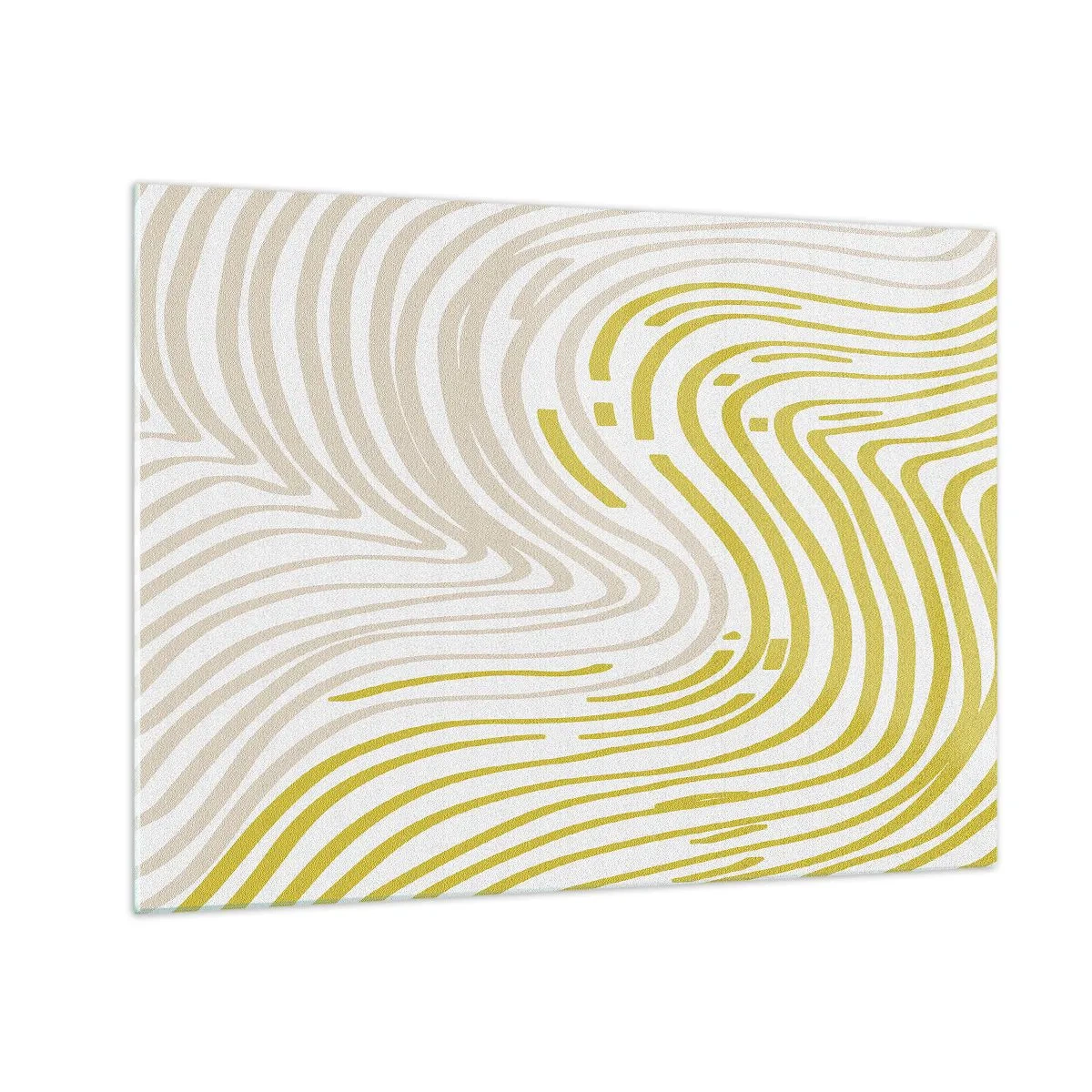 Glastavla - Bild på glas - Organiska linjer i nyanser av beige och lime på vit bakgrund - 70x50cm - Komposition med en mjuk böjning - Modern väggdekoration för vardagsrum och sovrum ARTTOR
