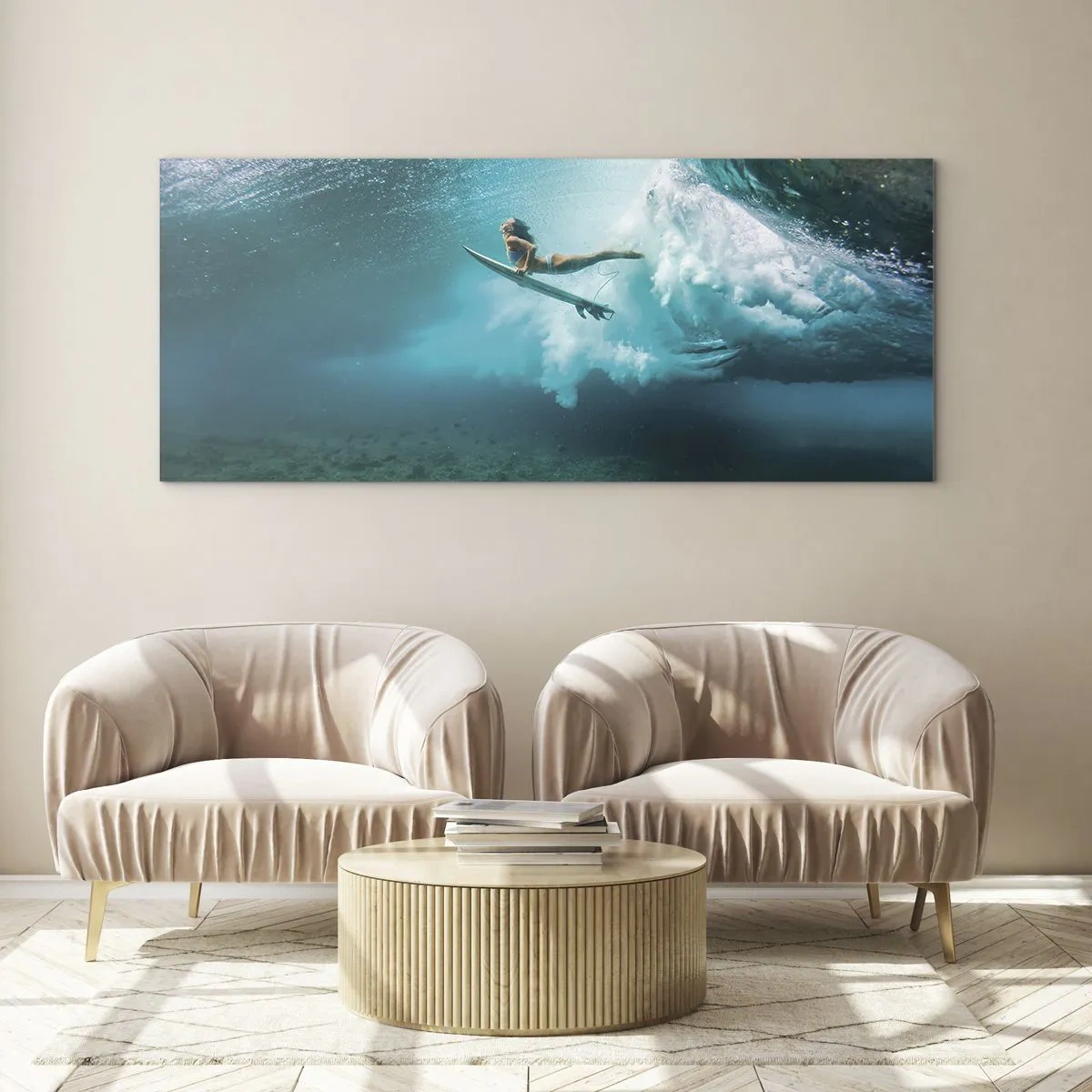 Glastavla - Bild på glas - Undervattenvärld - 120x50 cm
