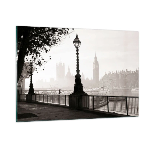 Glastavla - Bild på glas - Morgon i London - 120x80 cm