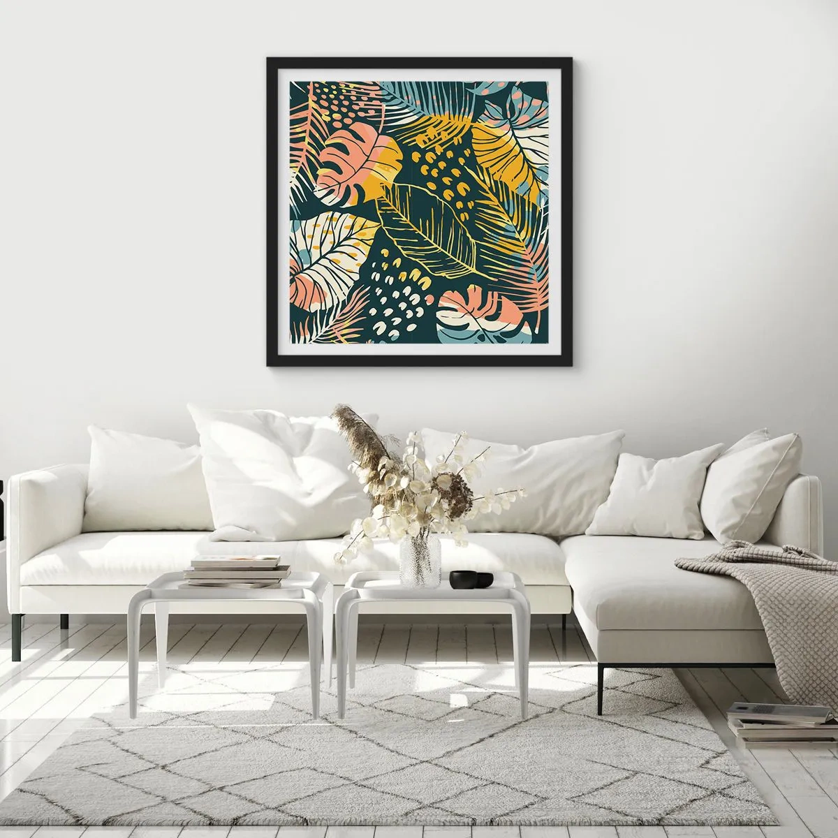 Affisch i svart ram - Lövfantasi - 50x50 cm