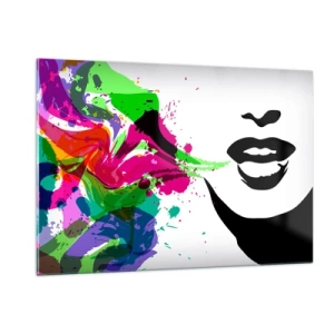 Glastavla - Bild på glas - Berättelse i regnbågens färger - 120x80 cm