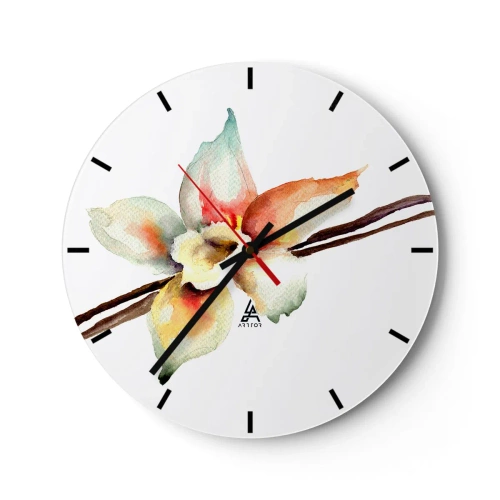 Väggklocka - Klocka på glas - Akvarell blommotiv på en ljus bakgrund - 30x30cm - Söt målning - Modern väggdekoration för vardagsrum, kök och sovrum ARTTOR
