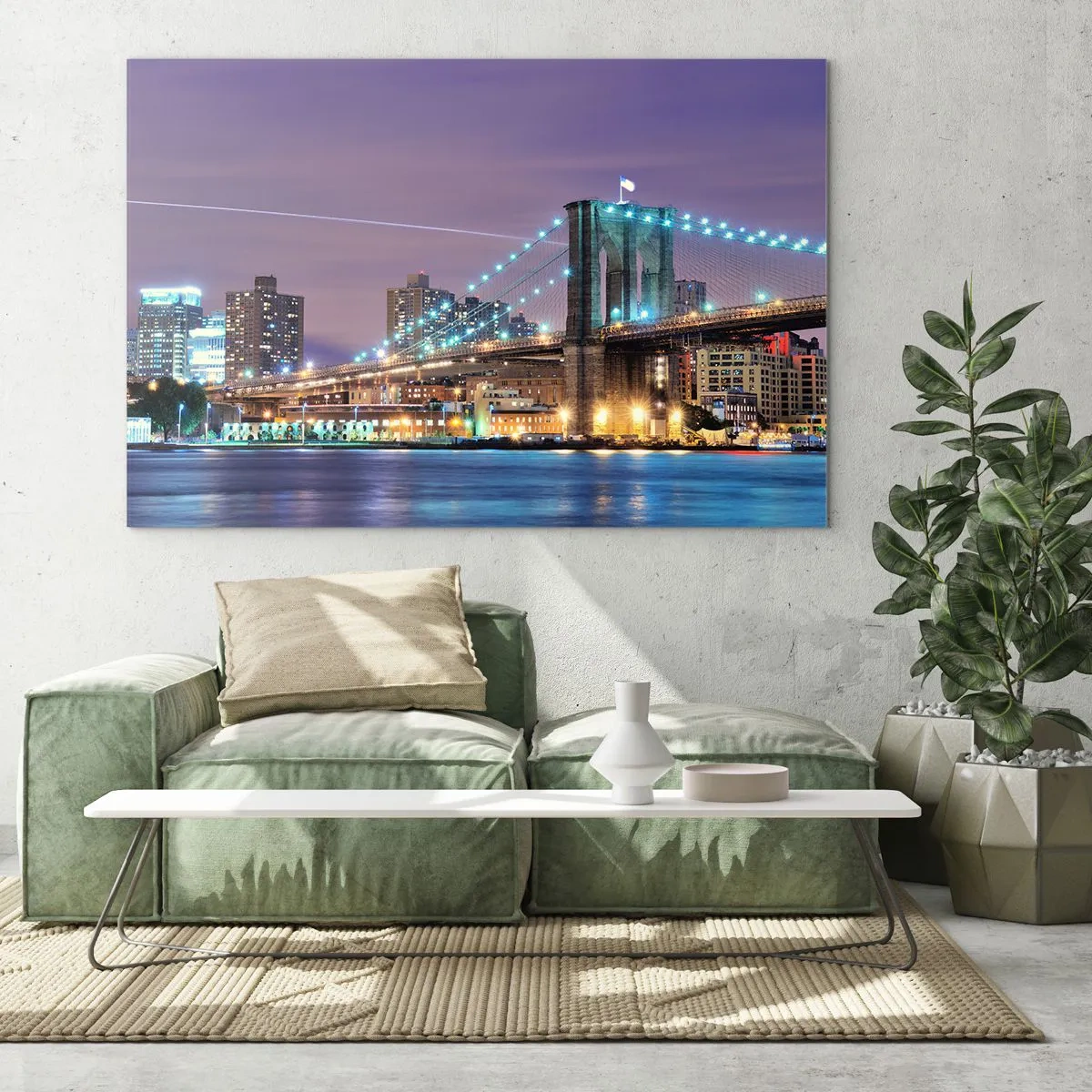Glastavla - Bild på glas - Brooklyn-bron sedan många år - 120x80 cm