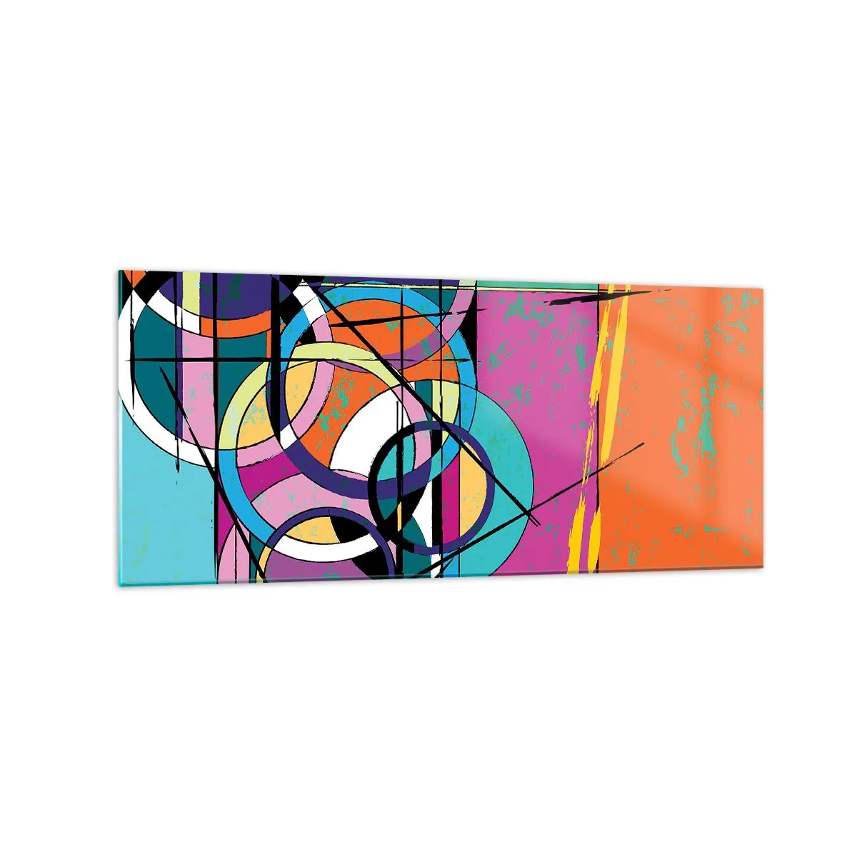 Glastavla - Bild på glas - Hjul efter hjul - 120x50 cm
