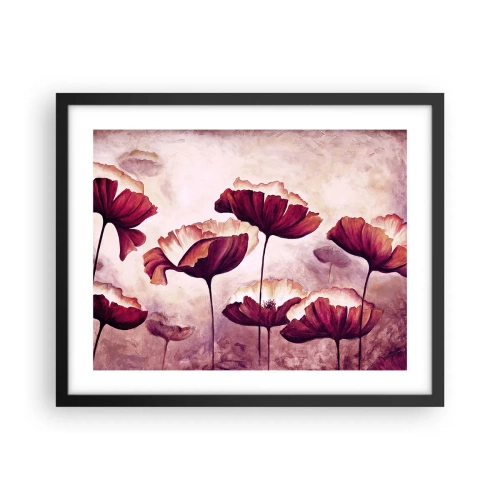 Affisch i svart ram - Röd och vit flinga - 50x40 cm