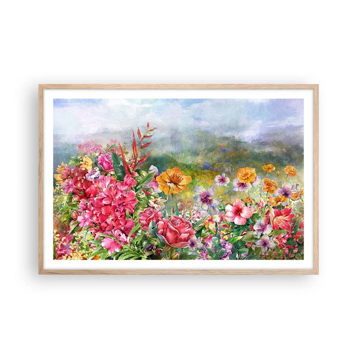 Affisch i ram av ljusek - En trädgård som blivit galen - 91x61 cm