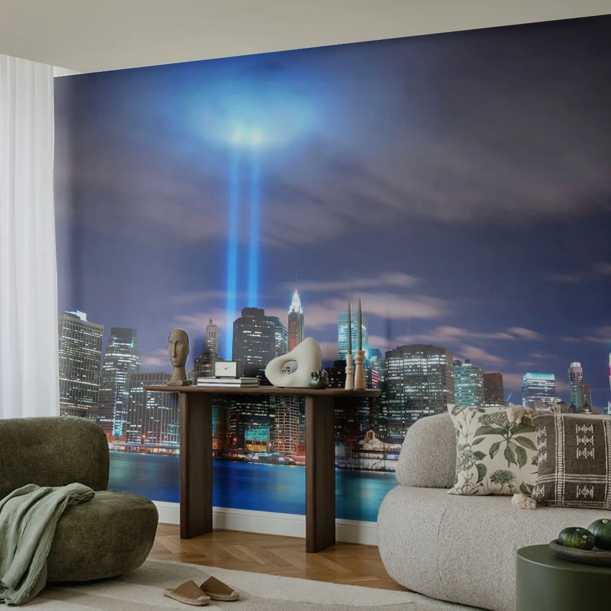 Fototapet Standard Eco - Nå himlen med ljuset - Stad, New York, Arkitektur - 500x350 cm