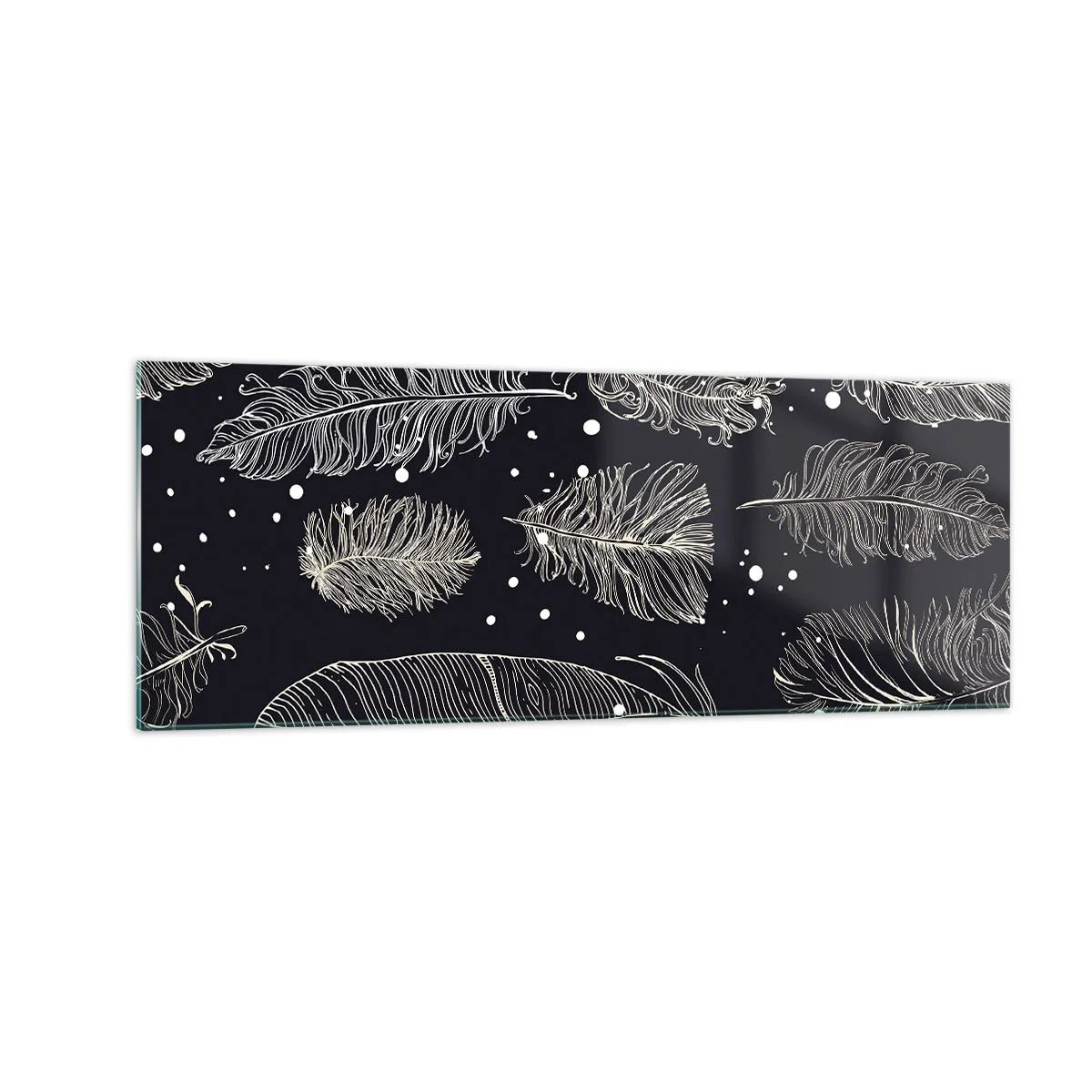 Glastavla - Bild på glas - Fjäderspets - 140x50 cm