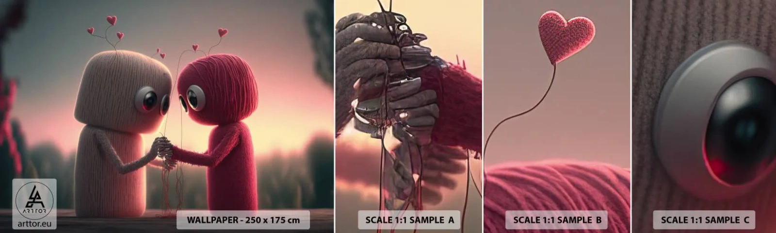 Provbit av självhäftande fototapet Deluxe Sticker - Alla får lov att älska - Ull, Barns, Kärlek - 100x30 cm