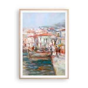 Affisch i ram av ljusek - Pastellfärgad semester - 70x100 cm
