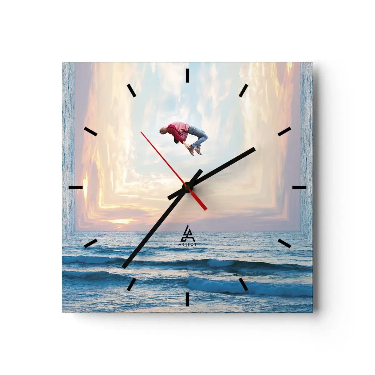 Väggklocka - Klocka på glas - Till en annan dimension - 40x40 cm