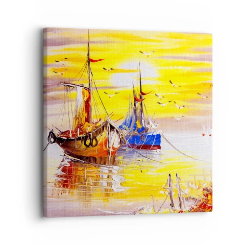 Canvastavla - Bild på duk - Välförtjänt vila i hamnen - 30x30 cm