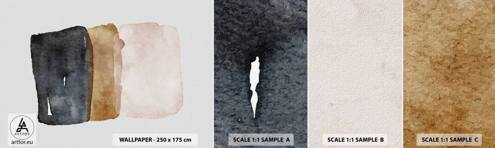 Provbit av självhäftande fototapet Deluxe Sticker - Komposition av jordens färger - Abstraktion, Bit, Minimalism - 100x30 cm