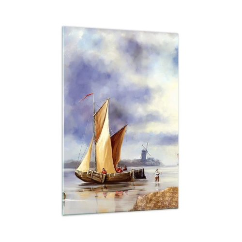 Glastavla - Bild på glas - Seglarnas hemkomst - 70x100 cm