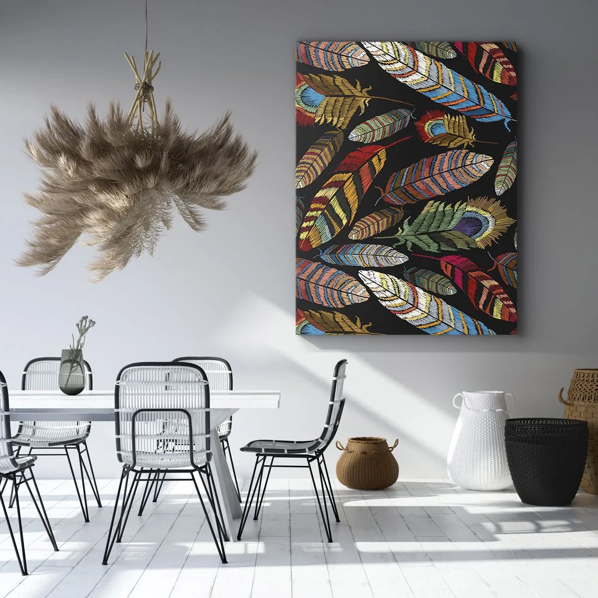 Canvastavla - Bild på duk - Fågelkarneval - 55x100 cm