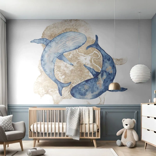 Självhäftande Fototapet Deluxe Sticker - Vänskap eller kärlek? - Delfiner, Abstraktion, Bit - 250x175 cm