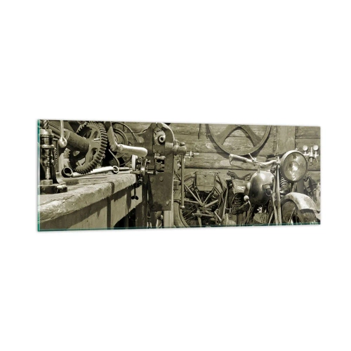 Glastavla - Bild på glas - I onkel Lasses skjul - 90x30 cm