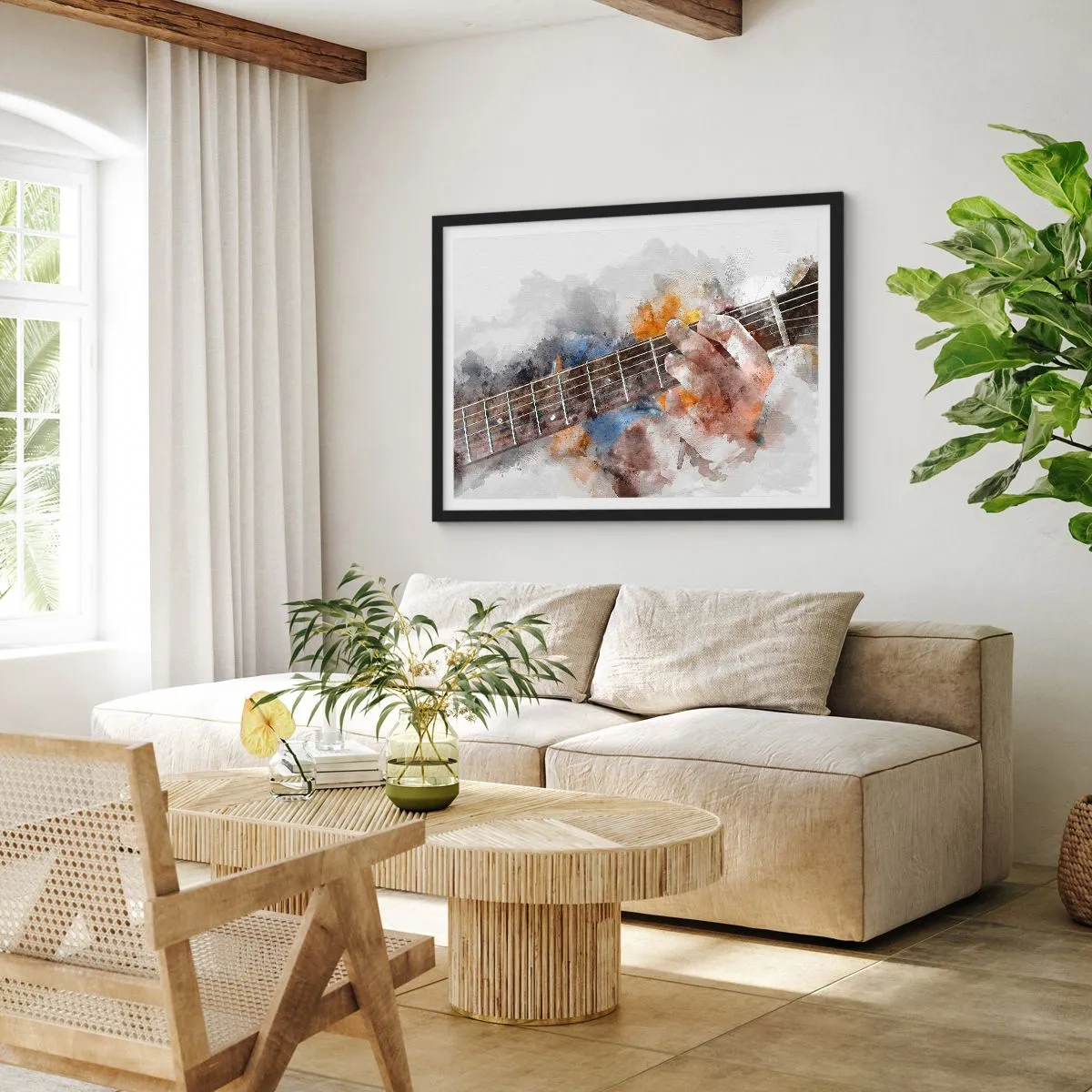 Affisch i svart ram - Poesi mellan strängarna - 100x70 cm