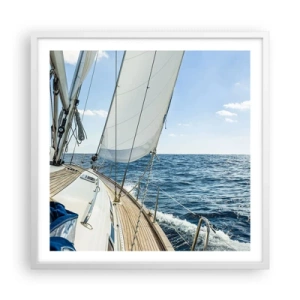 Affisch i vit ram - Heja äventyret - 60x60 cm