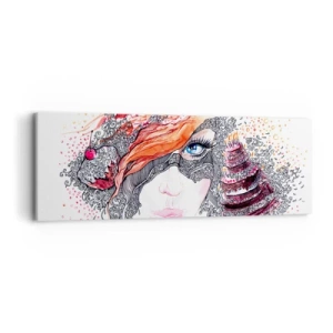 Canvastavla - Bild på duk - Med henne har vi högtid varje dag - 90x30 cm