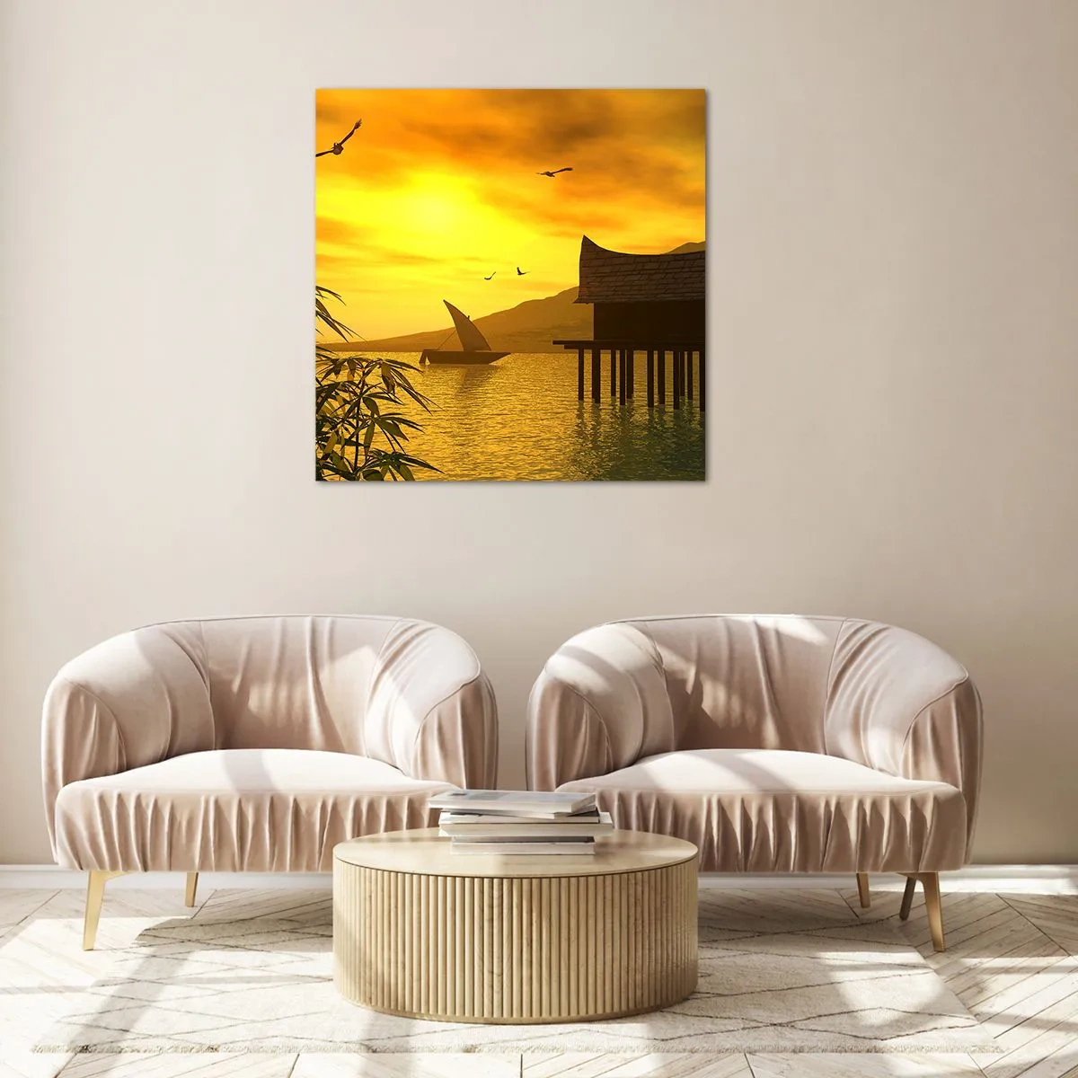 Glastavla - Bild på glas - Efterlängtad ro - 40x40 cm