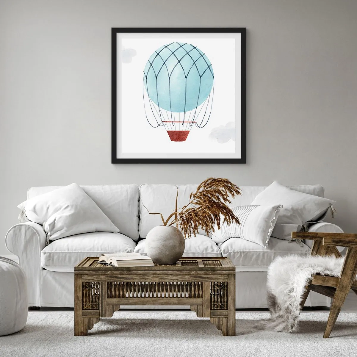 Affisch i svart ram - Hel i molnen - 40x40 cm