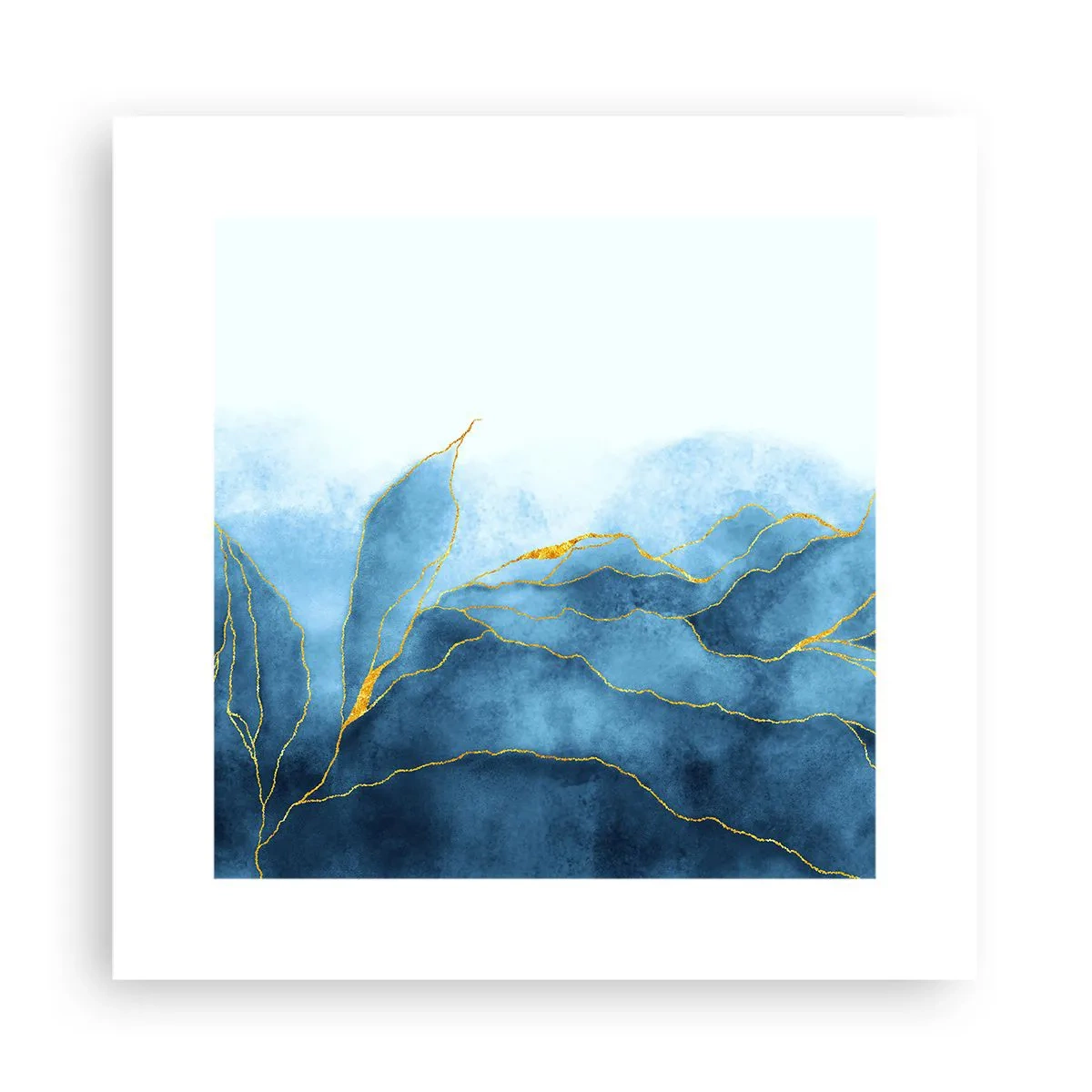 Affisch - Blått i guld - 30x30 cm