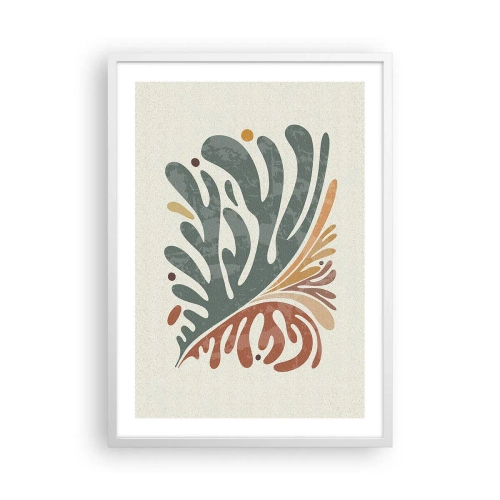 Affisch i vit ram - Flerfärgat blad - 50x70 cm