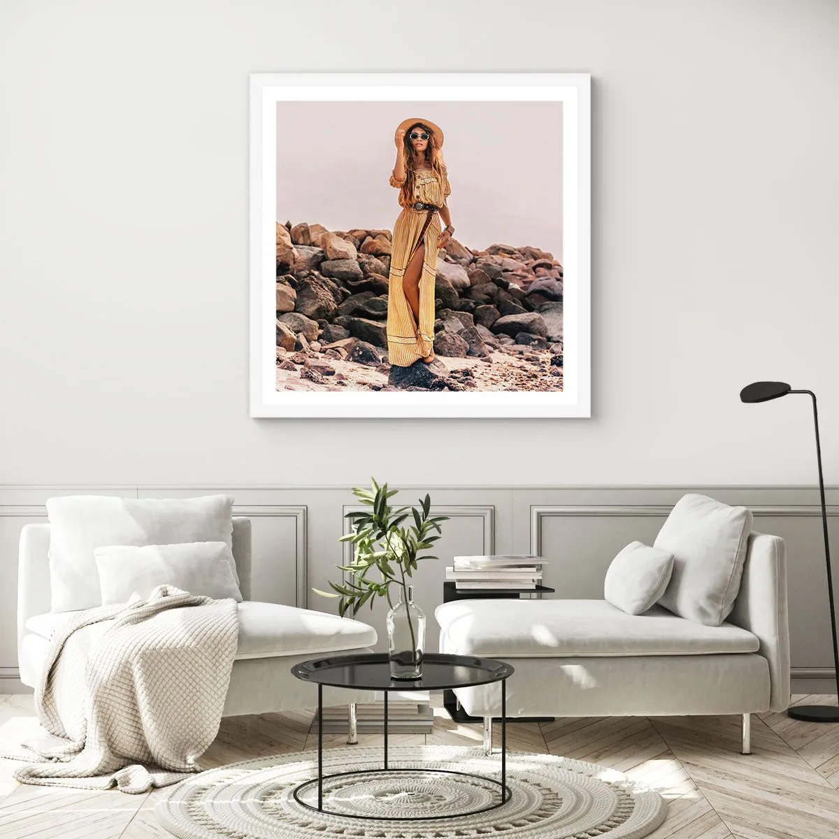 Affisch i vit ram - Stenarnas magi - 60x60 cm
