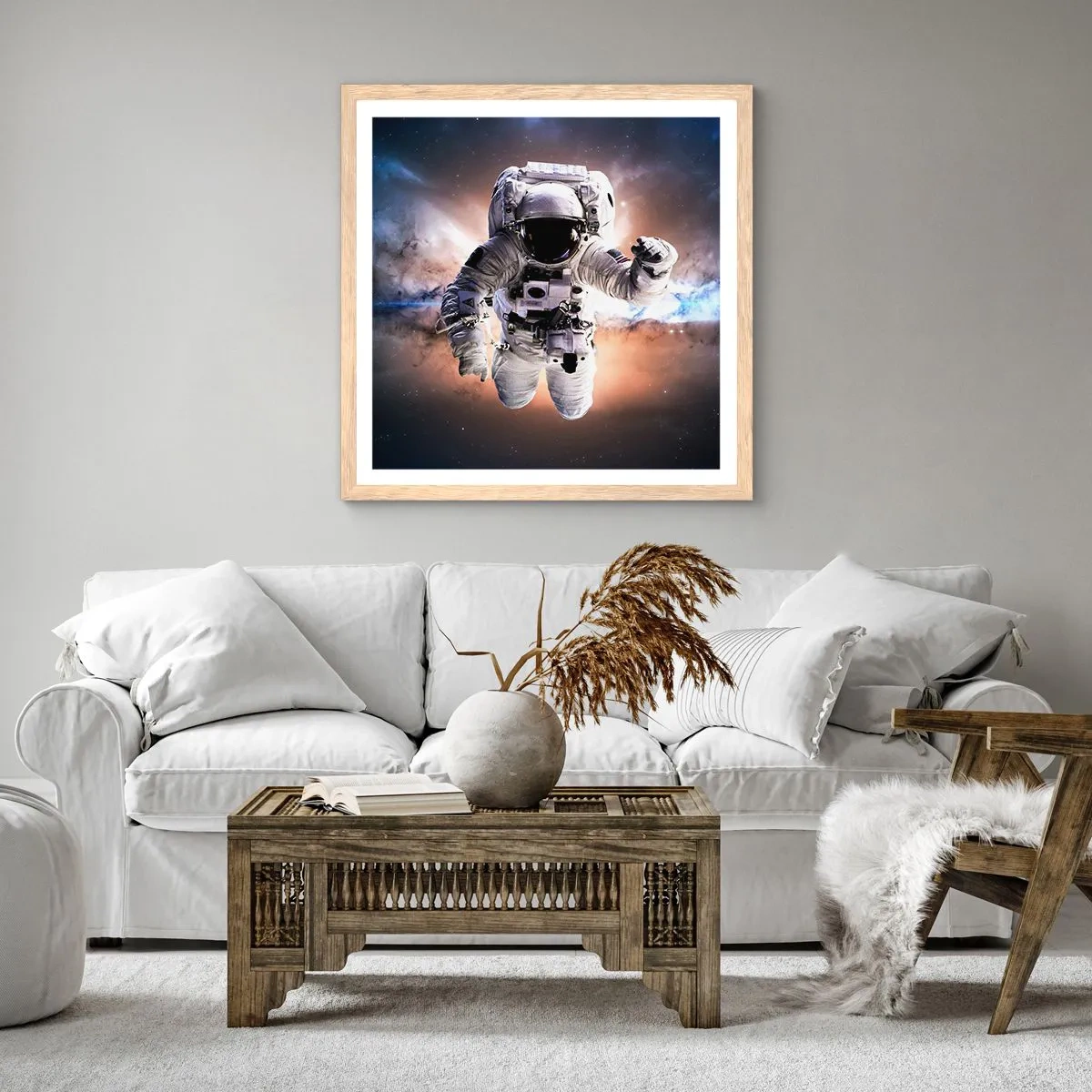 Affisch i ram av ljusek - Hälsningar från rymden - 30x30 cm