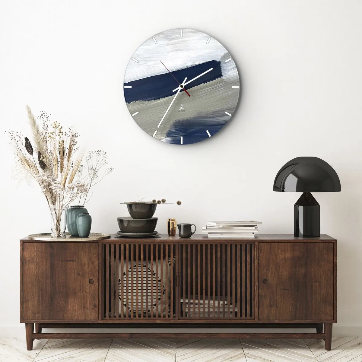 Väggklocka - Klocka på glas - Möte med vitt - 40x40 cm