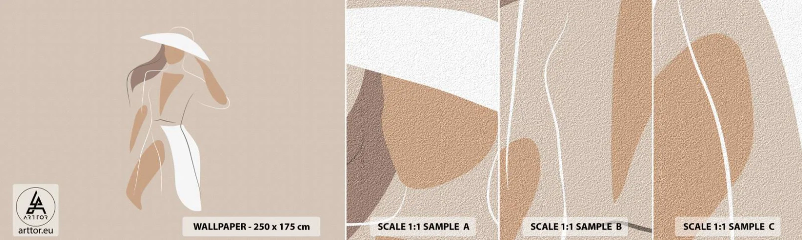 Provbit av självhäftande fototapet Deluxe Sticker - Mode är lek - Kvinna, Grafik, Mode - 100x30 cm