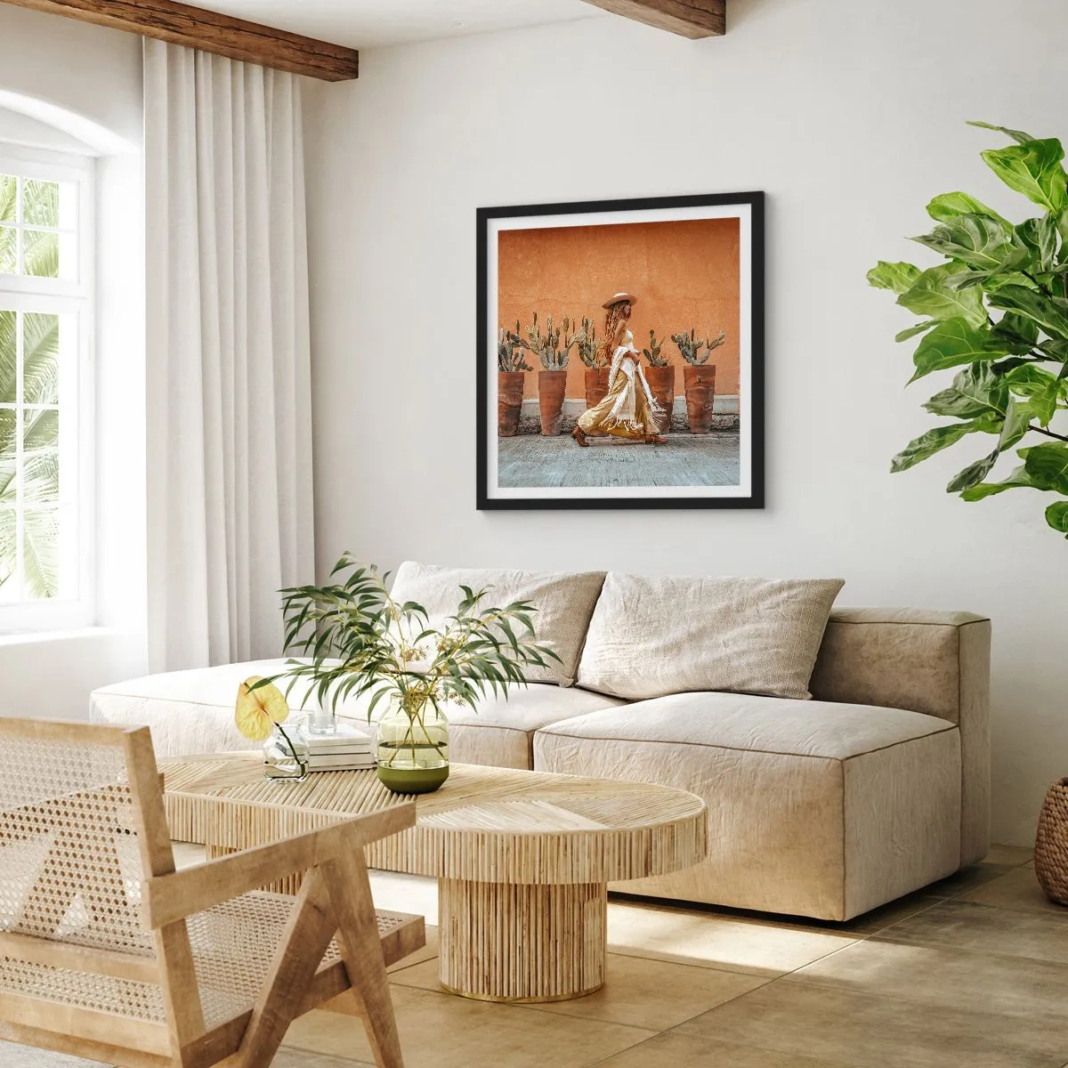 Affisch i svart ram - I hippiestil - 60x60 cm