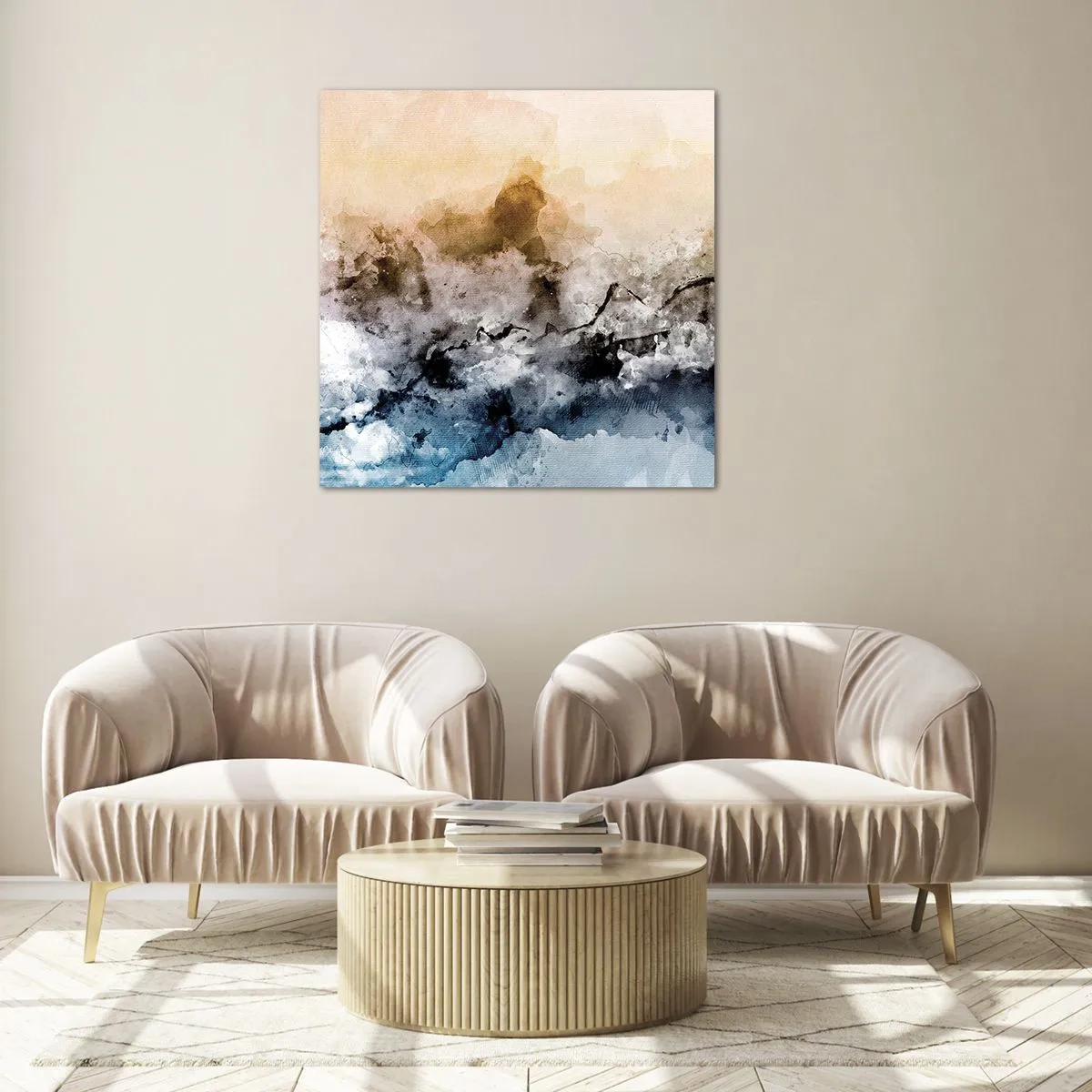 Glastavla - Bild på glas - Dränkta i dimman - 70x70 cm