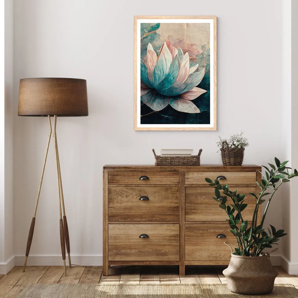 Affisch i ram av ljusek - Stjärnor i en sjö - 61x91 cm