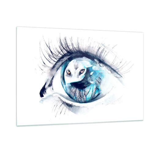 Glastavla - Bild på glas - Öga mot öga med det vilda - 120x80 cm