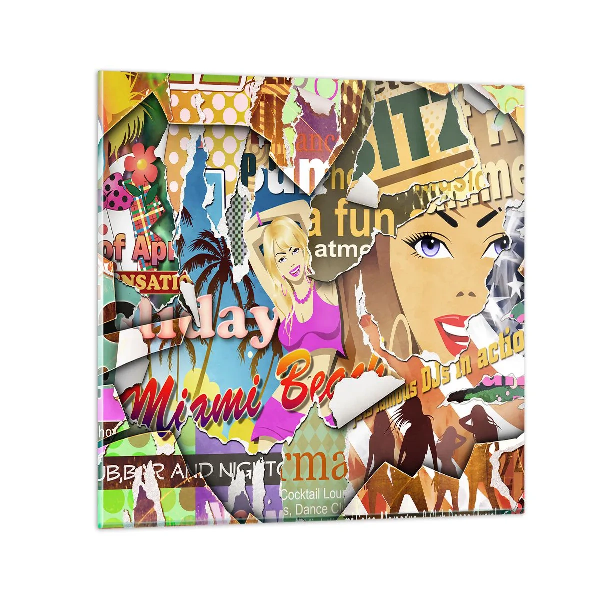 Glastavla - Bild på glas - Sommarens återblickar - 50x50 cm