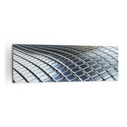 Canvastavla - Bild på duk - Metallisk silver våg - 160x50 cm