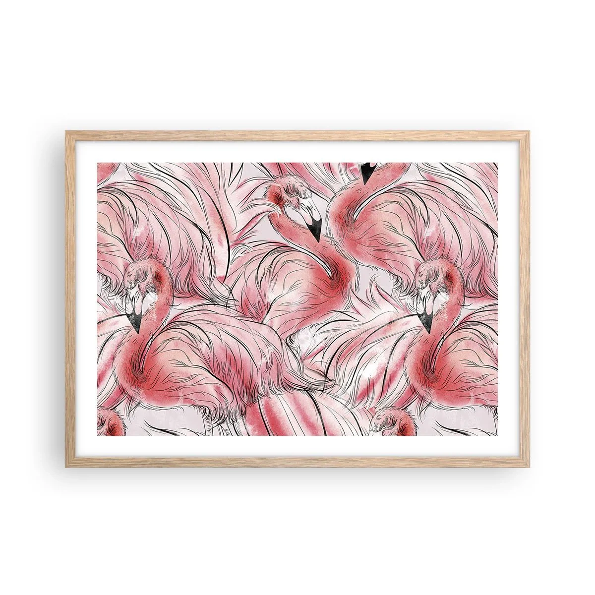 Affisch i ram av ljusek - Fåglarnas corps de ballet - 70x50 cm