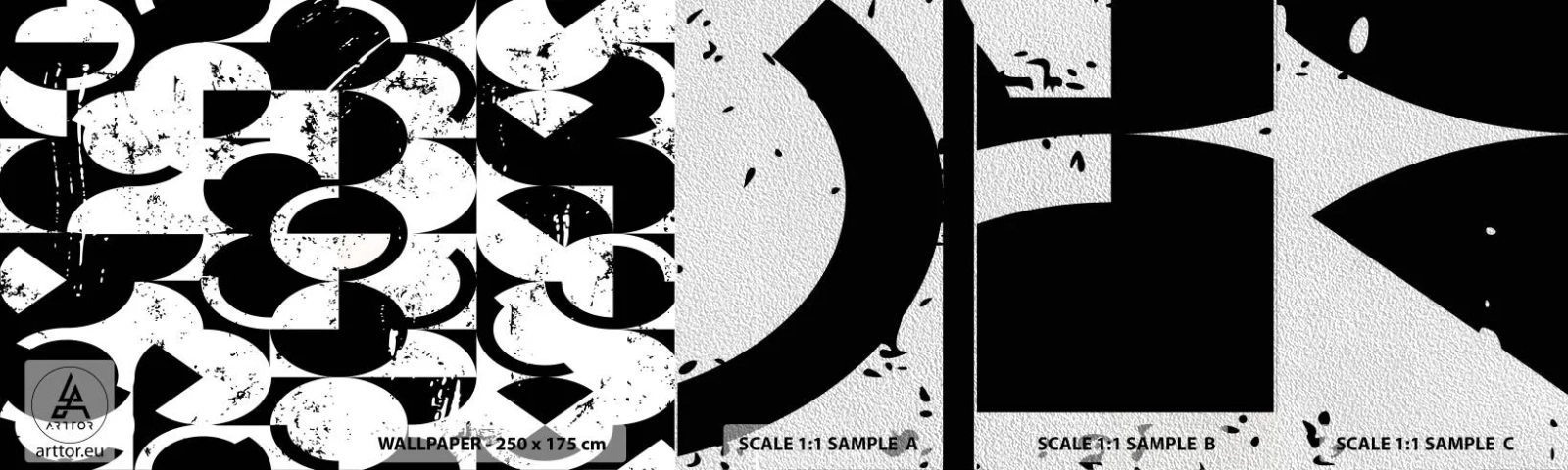 Provbit av fototapet Premium Sand - Vit är vit och svart är svart - Abstraktion, Bit, Grafik - 100x30 cm