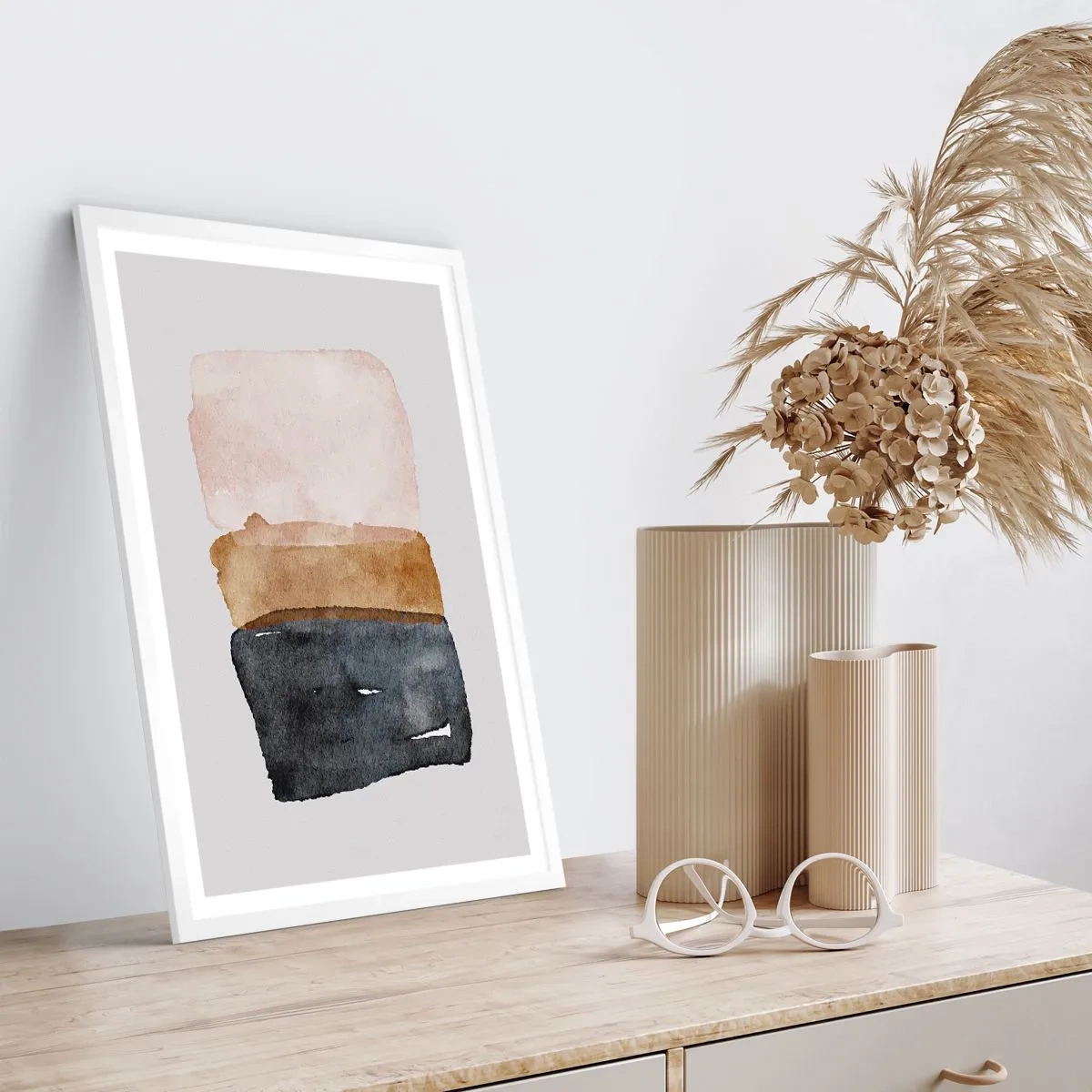 Affisch i vit ram - Komposition av jordens färger - 50x70 cm