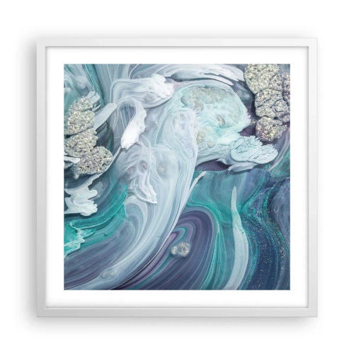 Affisch i vit ram - Blåhetens strömmar - 50x50 cm