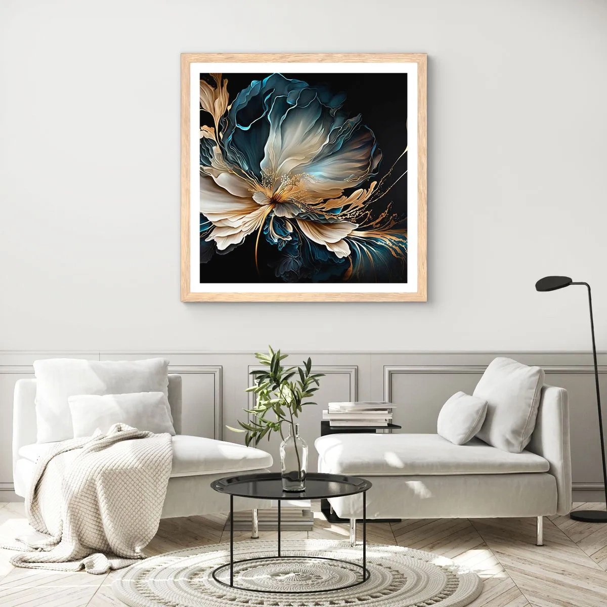 Affisch i ram av ljusek - Sagolik ormbunksblomma - 50x50 cm